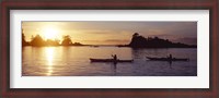 Framed Two people kayaking in the sea, Broken Islands, Pacific Rim National Park Reserve, British Columbia, Canada