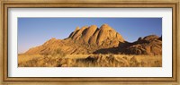 Framed Rock formations in a desert at dawn, Spitzkoppe, Namib Desert, Namibia
