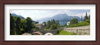 Framed Houses in a town, Villa Melzi, Lake Como, Bellagio, Como, Lombardy, Italy