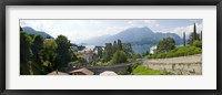 Framed Houses in a town, Villa Melzi, Lake Como, Bellagio, Como, Lombardy, Italy