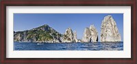 Framed Rock formations in the sea, Faraglioni, Capri, Naples, Campania, Italy