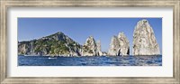 Framed Rock formations in the sea, Faraglioni, Capri, Naples, Campania, Italy