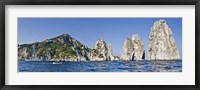 Framed Rock formations in the sea, Faraglioni, Capri, Naples, Campania, Italy