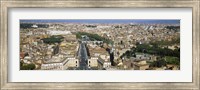 Framed Overview of the historic centre of Rome from the dome of St. Peter's Basilica, Vatican City, Rome, Lazio, Italy