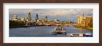 Framed Bridge across a river with a cathedral, Blackfriars Bridge, St. Paul's Cathedral, Thames River, London, England