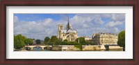 Framed Cathedral at the riverside, Notre Dame Cathedral, Seine River, Paris, Ile-de-France, France