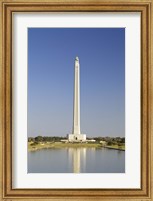 Framed Reflection of a monument in the pool, San Jacinto Monument, Texas, USA