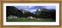 Framed Mountains in a forest, Mt Santis, Mt Altmann, Appenzell Alps, St Gallen Canton, Switzerland