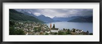 Framed City at the lakeside, Lake Lucerne, Weggis, Lucerne Canton, Switzerland