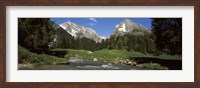 Framed Stream flowing through a forest, Mt Santis, Mt Altmann, Appenzell Alps, St Gallen Canton, Switzerland