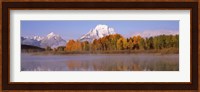 Framed Reflection of trees in a river, Oxbow Bend, Snake River, Grand Teton National Park, Teton County, Wyoming, USA
