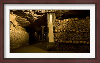 Framed Stacked bones in catacombs, Paris, Ile-de-France, France