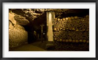 Framed Stacked bones in catacombs, Paris, Ile-de-France, France