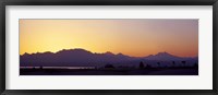 Framed Silhouette of a golf course with Sinai Mountains in the background, The Cascades Golf & Country Club, Soma Bay, Hurghada, Egypt