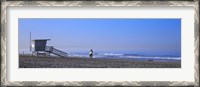 Framed Rear view of a surfer on the beach, Santa Monica, Los Angeles County, California, USA