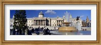 Framed Fountain with a museum on a town square, National Gallery, Trafalgar Square, City Of Westminster, London, England
