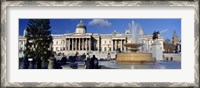 Framed Fountain with a museum on a town square, National Gallery, Trafalgar Square, City Of Westminster, London, England