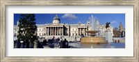 Framed Fountain with a museum on a town square, National Gallery, Trafalgar Square, City Of Westminster, London, England