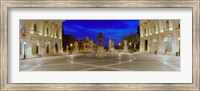 Framed Marcus Aurelius Statue at a town square, Piazza del Campidoglio, Capitoline Hill, Rome, Italy