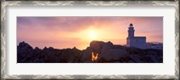Framed Lighthouse on the coast, Capo Testa, Santa Teresa Gallura, Sardinia, Italy