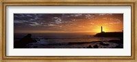 Framed Lighthouse at sunset, Pigeon Point Lighthouse, San Mateo County, California, USA