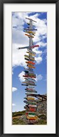 Framed Sign post showing distances to various countries, Stanley, Falkland Islands