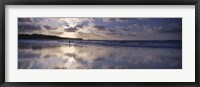Framed Reflection of clouds on the beach, Fistral Beach, Cornwall, England