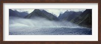 Framed Rolling waves with mountains in the background, Tahiti, Society Islands, French Polynesia