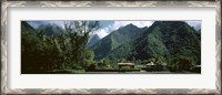 Framed Mountains and buildings at the coast, Tahiti, Society Islands, French Polynesia