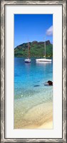 Framed Sailboats in the ocean, Tahiti, Society Islands, French Polynesia (vertical)