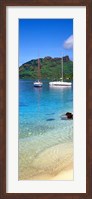 Framed Sailboats in the ocean, Tahiti, Society Islands, French Polynesia (vertical)