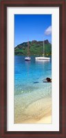 Framed Sailboats in the ocean, Tahiti, Society Islands, French Polynesia (vertical)