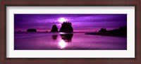 Framed Silhouette of sea stacks at sunset, Second Beach, Washington State