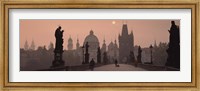 Framed Charles Bridge at dusk with the Church of St. Francis in the background, Old Town Bridge Tower, Prague, Czech Republic