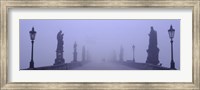 Framed Statues and lampposts on a bridge, Charles Bridge, Prague, Czech Republic