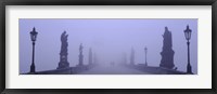 Framed Statues and lampposts on a bridge, Charles Bridge, Prague, Czech Republic