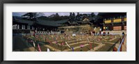 Framed Tourists at a temple, Haeinsa Temple, Kayasan Mountains, Gyeongsang Province, South Korea