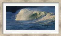 Framed Waves breaking in the pacific ocean, Waimea Bay, Oahu, Hawaii, USA