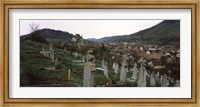 Framed Tombstones in a cemetery, Saxon Church, Biertan, Sibiu County, Transylvania, Romania