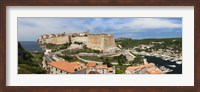 Framed Castle on a hill, Bonifacio Harbour, Corsica, France