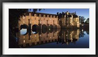 Framed Reflection of a castle in a river, Chateau De Chenonceau, Indre-Et-Loire, Loire Valley, Loire River, Region Centre, France