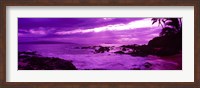 Framed Purple Sunset over the coast, Makena Beach, Maui, Hawaii