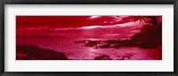 Framed Red Sunset over the coast, Makena Beach, Maui, Hawaii