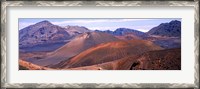 Framed Volcanic landscape with mountains in the background, Maui, Hawaii