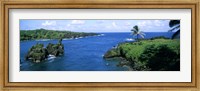 Framed High angle view of a coast, Hana Coast, Black Sand Beach, Hana Highway, Waianapanapa State Park, Maui, Hawaii