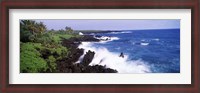 Framed Rock formations at the coast, Hana Coast, Black Sand Beach, Hana Highway, Waianapanapa State Park, Maui, Hawaii, USA