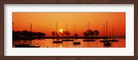Framed Silhouette of boats in a lake, Lake Michigan, Great Lakes, Michigan, USA
