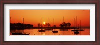 Framed Silhouette of boats in a lake, Lake Michigan, Great Lakes, Michigan, USA