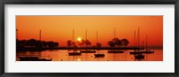 Framed Silhouette of boats in a lake, Lake Michigan, Great Lakes, Michigan, USA