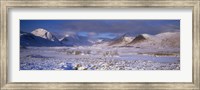 Framed Snow covered landscape with mountains in winter, Black Mount, Rannoch Moor, Highlands Region, Scotland